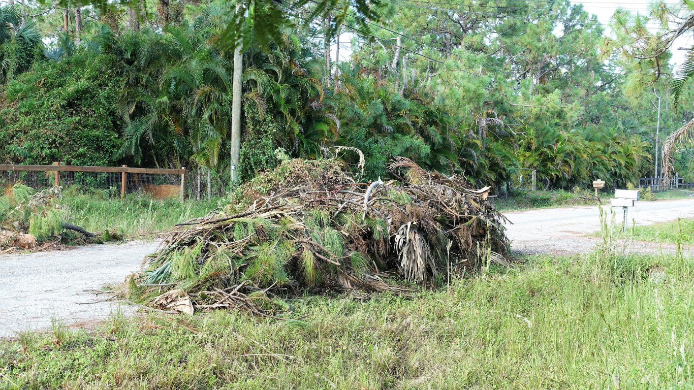 Crew operating leaf blower for debris removal